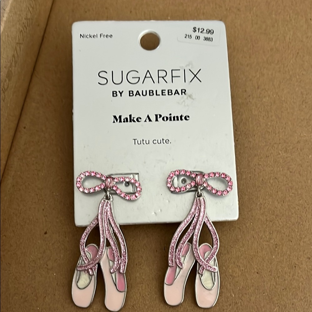 Sugarfix Pink Ballet Shoe Earrings